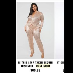 Fashion Nova Rose Gold Jumpsuit Plus 3X